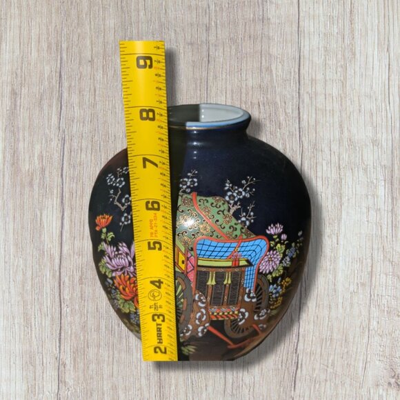 Kutani-Wake Vintage Fine Porcelain Vases from Japan Beautiful Cobalt Blue - Picture 3 of 7